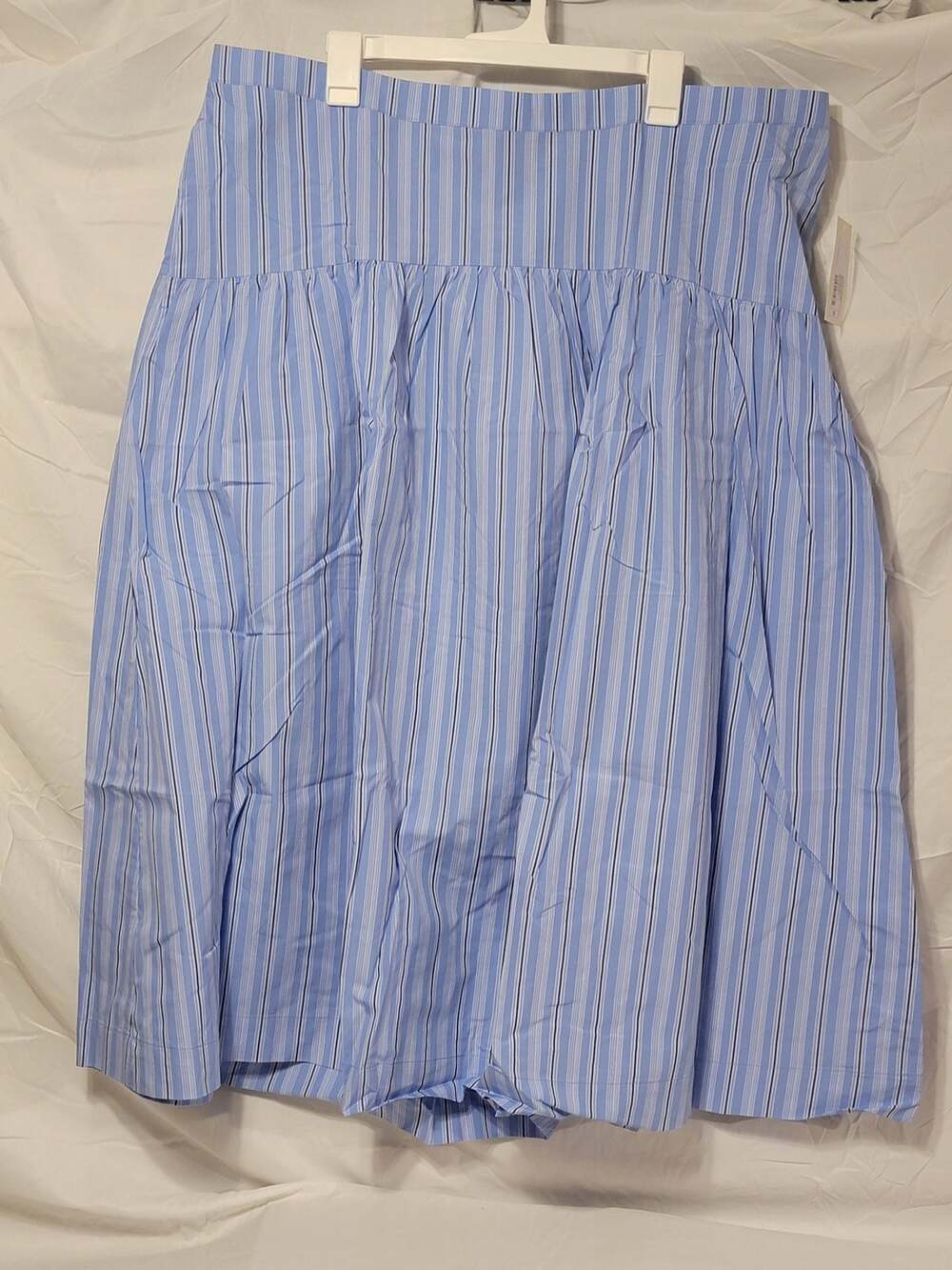 A New Day Women's Resort Poplin Drop Waist MIDI Skirt Blue Striped Sz 1X